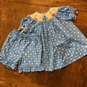 SMOCKED Shorts Set Frozen Anna Elsa